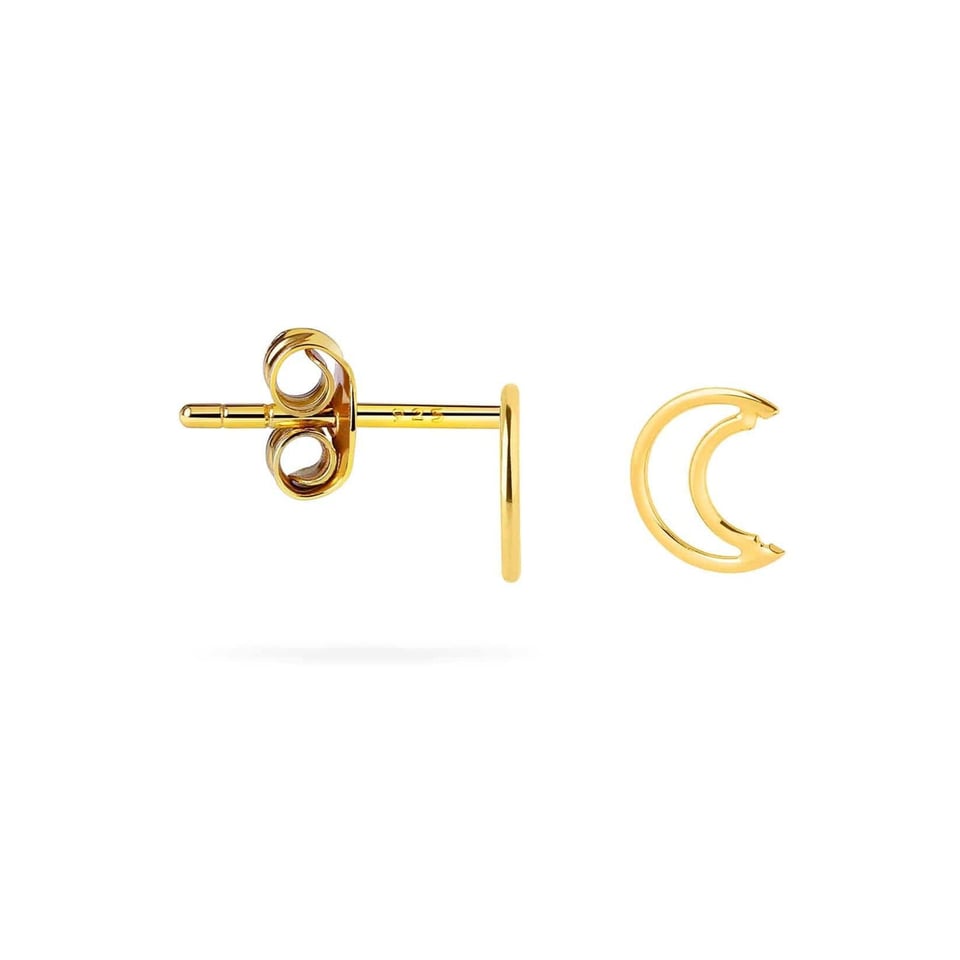 Gold Plated Open Moon Stud Earring