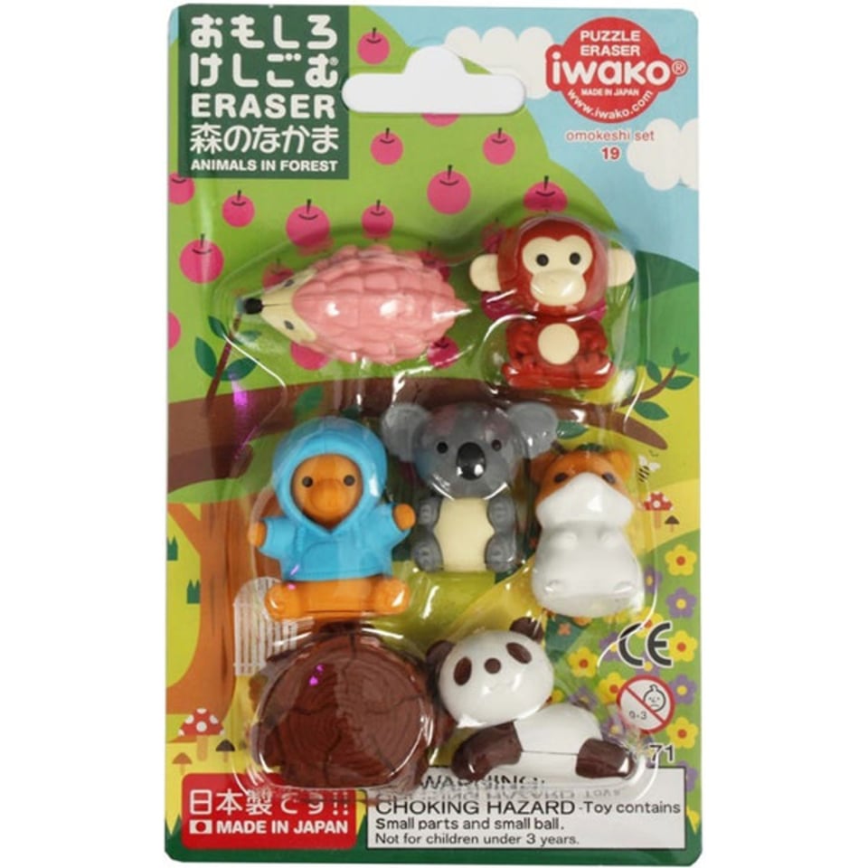 Iwako Puzzle Eraser Forest Animals Set 3+