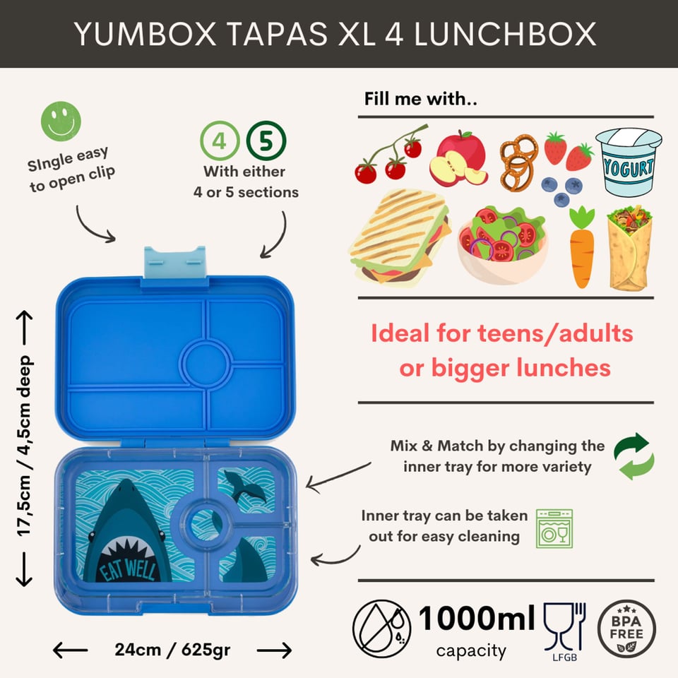 Yumbox Tapas XL Met 4 Vakken