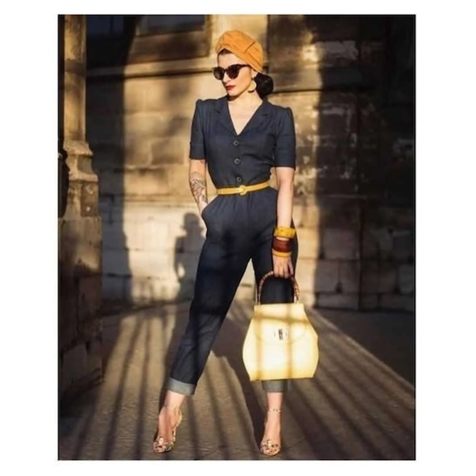 VERY CHERRY Classic Jumpsuit Delfino Dark Denim