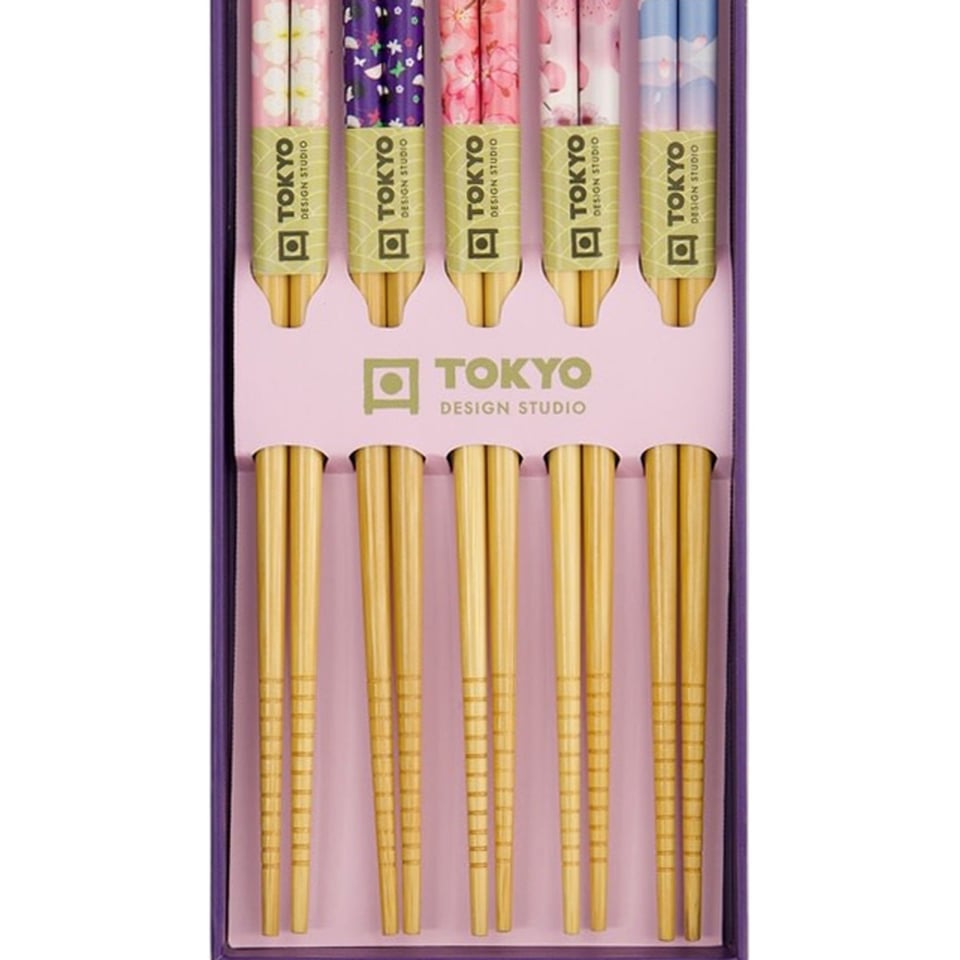 Eetstokjes Sakura Kersenbloesem Roze Set 5 in Cadeau Doos