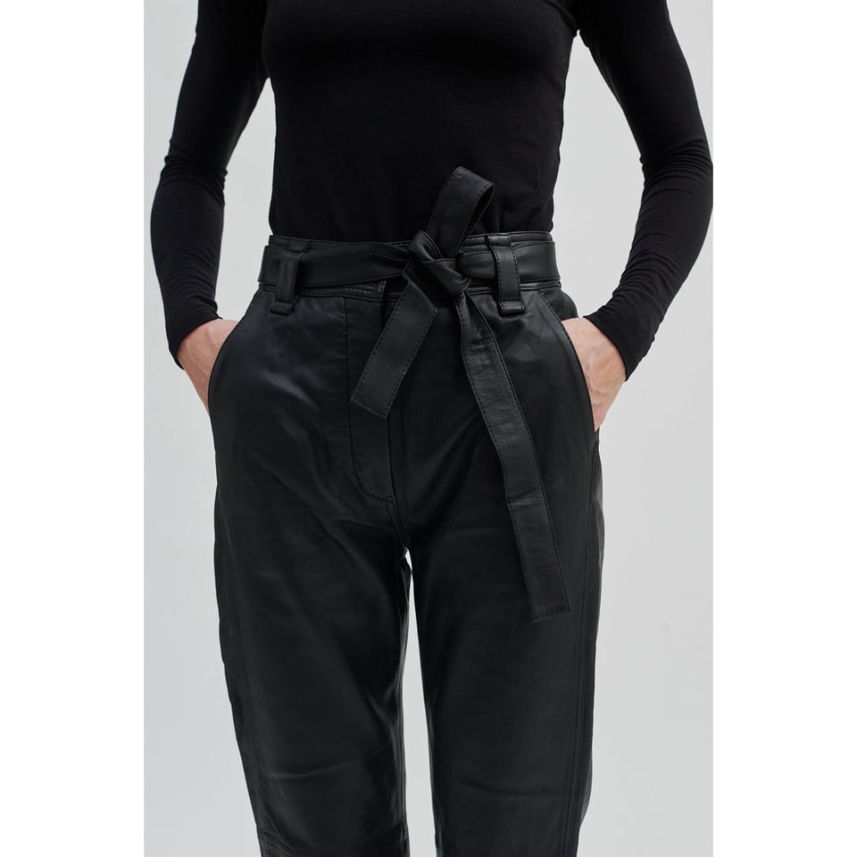Second Female Indie Leather New Trousers - Black