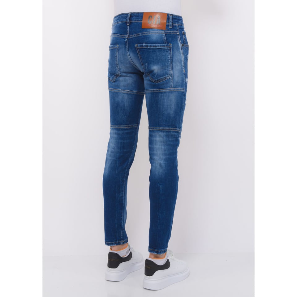 Distressed Ripped Jeans Heren - Slim Fit -1082- Blauw