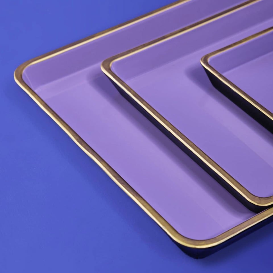 Set Van 3 Dienbladen Met Gouden Rand in 4 Kleuren