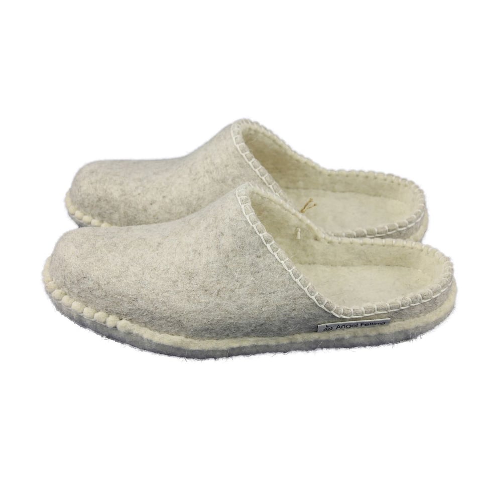 Vilten Slippers Met Suède Zool Lichtgrijs