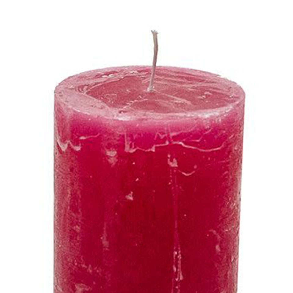 Branded Blok Kaars Fuchsia Roze 7x10cm