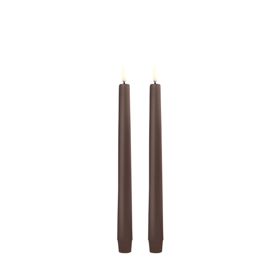 Uyuni LED Diner Kaars Bruin 2-Pack 2,3 X 25 Cm