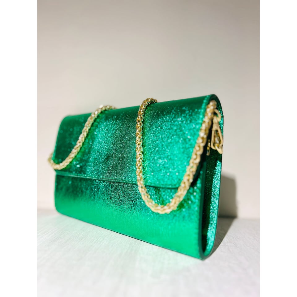 Green metallic clutch Green - OneSize