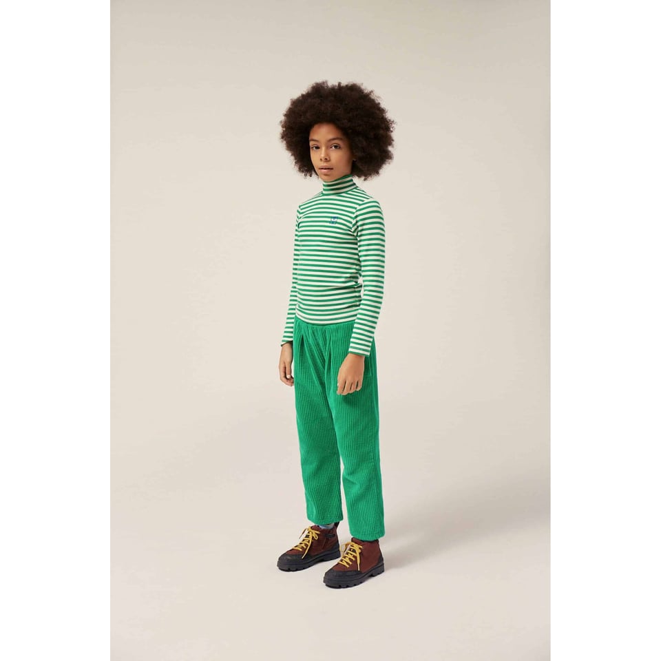 The Campamento Green Stripes Turtle Neck Kids Tshirt