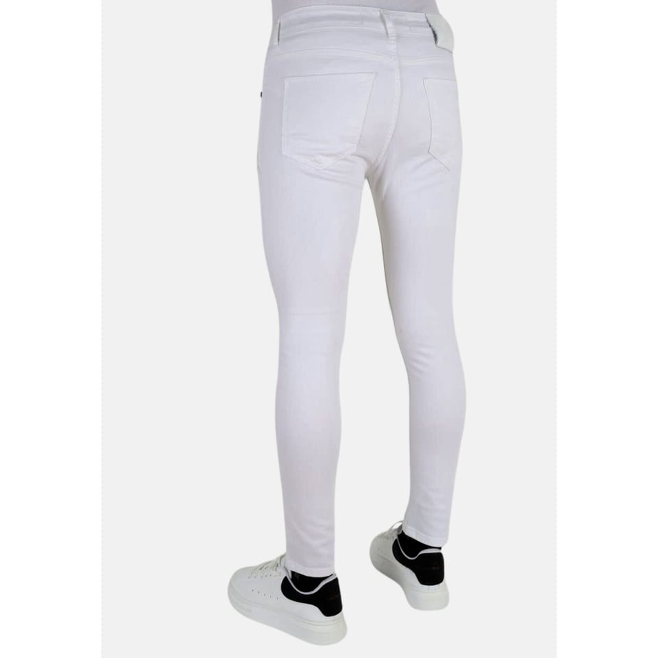 Witte Ripped Jeans Voor Heren Slim Fit -DP106