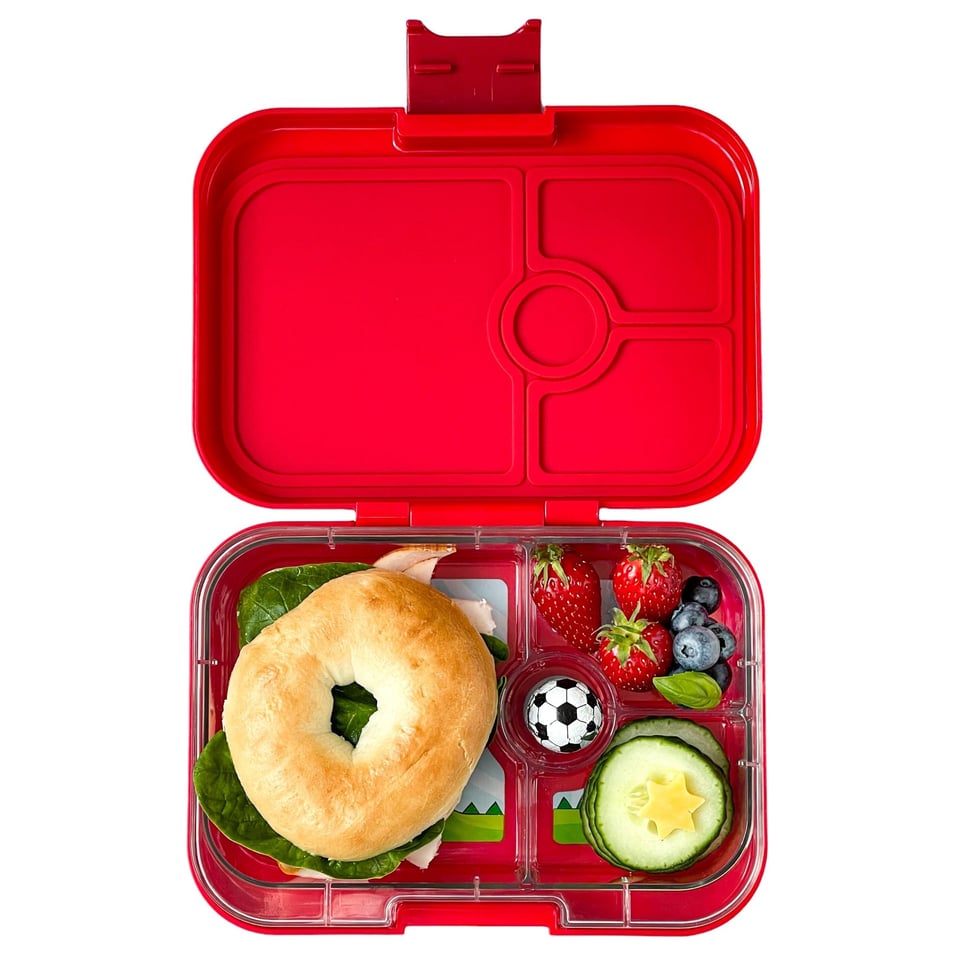 Yumbox Panino 4 Vakken Wow Red / Dinosaur Tray - Rood