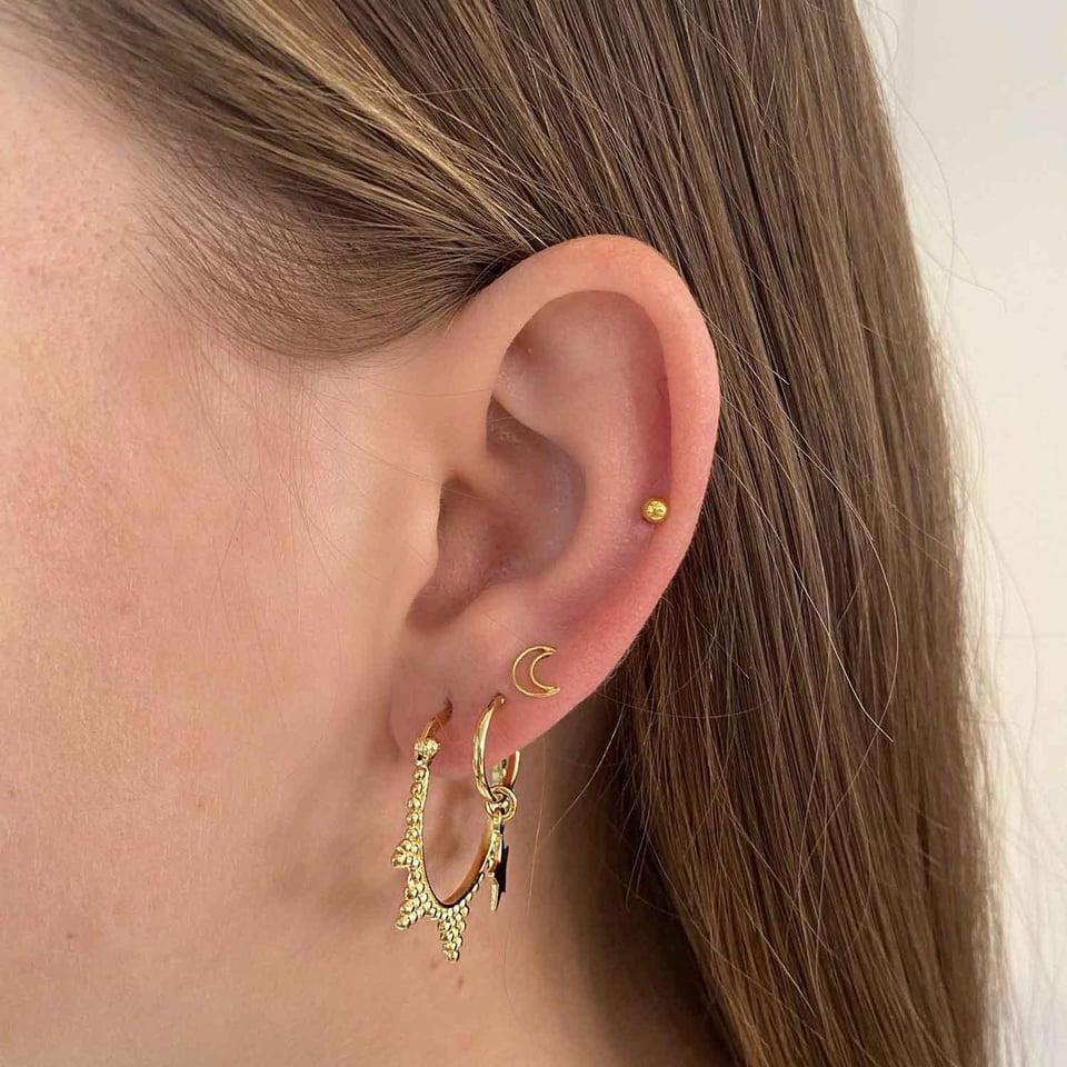 Gold Plated Open Moon Stud Earring