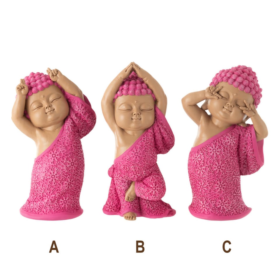 Beeldje Boeddha Grappig 13x20cm 2 Kleuren 3 Vormen