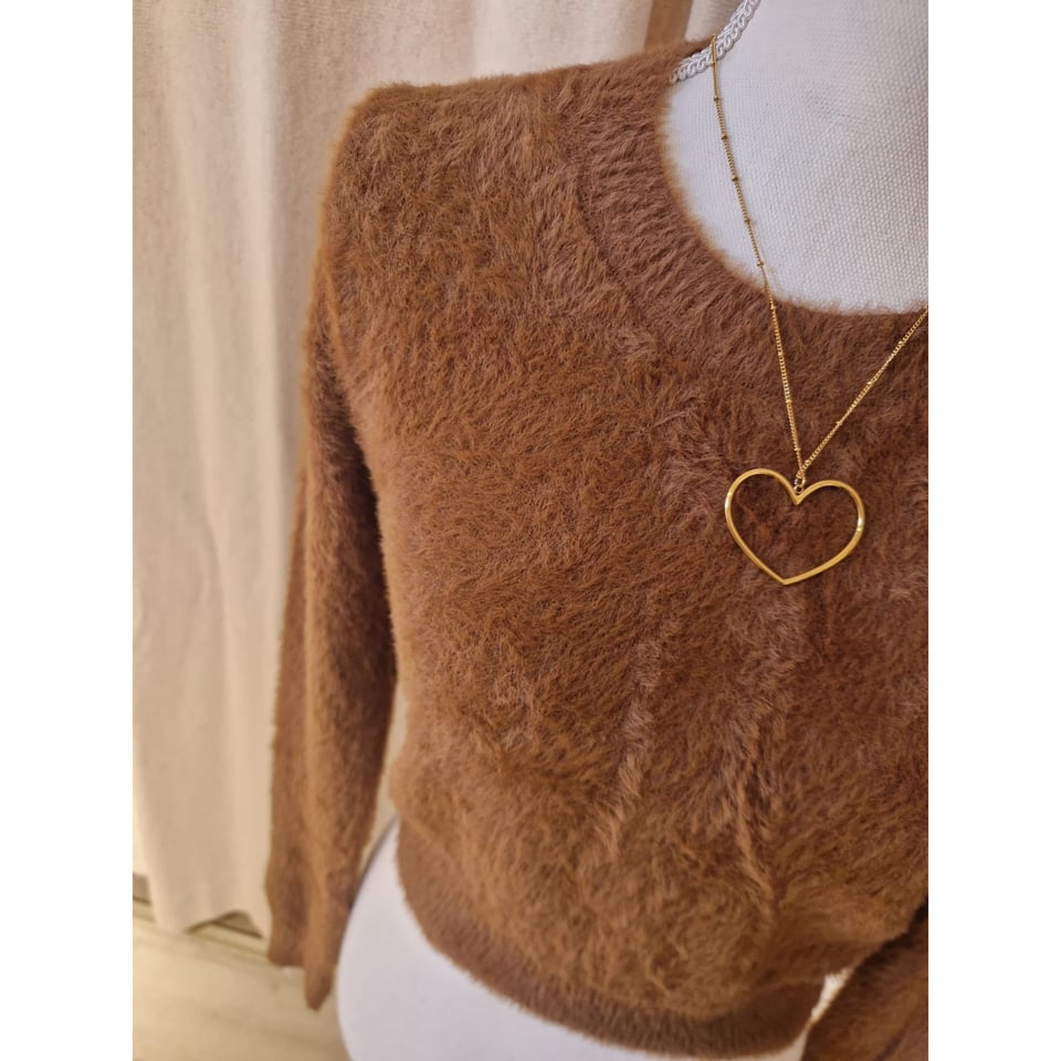 Soft Fluffy knitted Pullover - Caramel - OneSize 34, 36, 38, 40