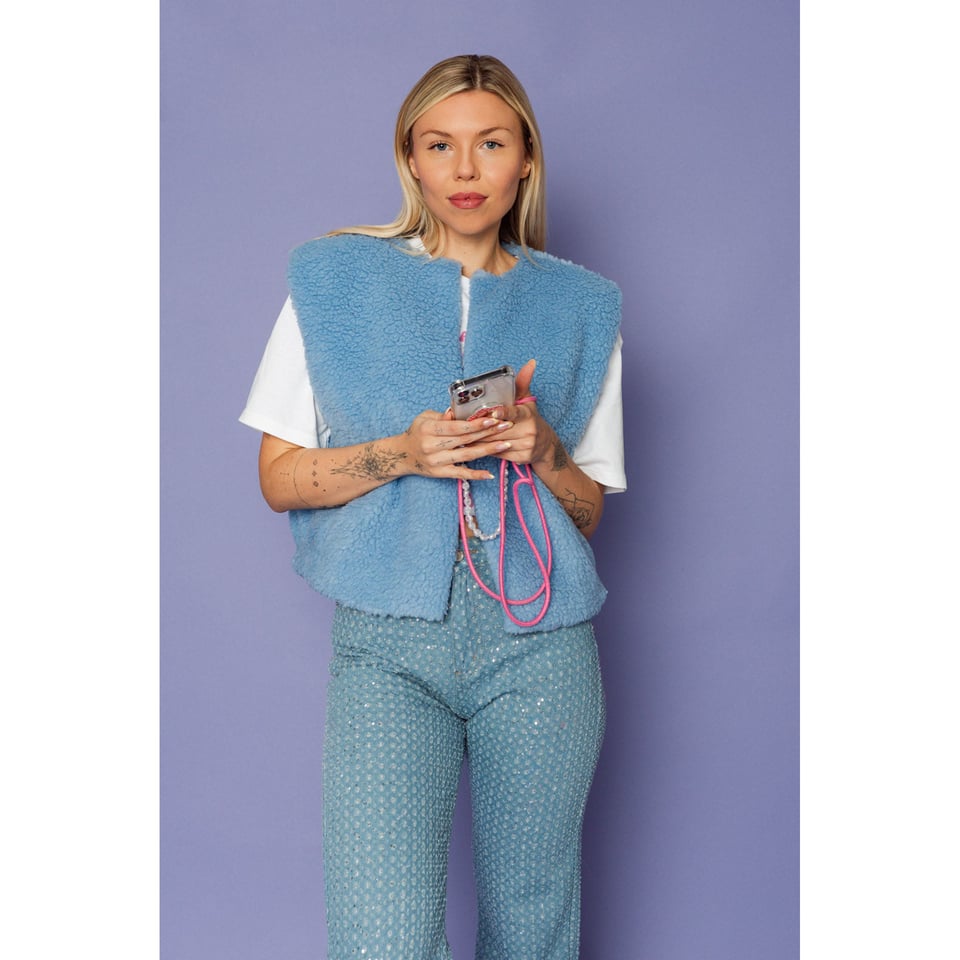 Teddy gilet blauw