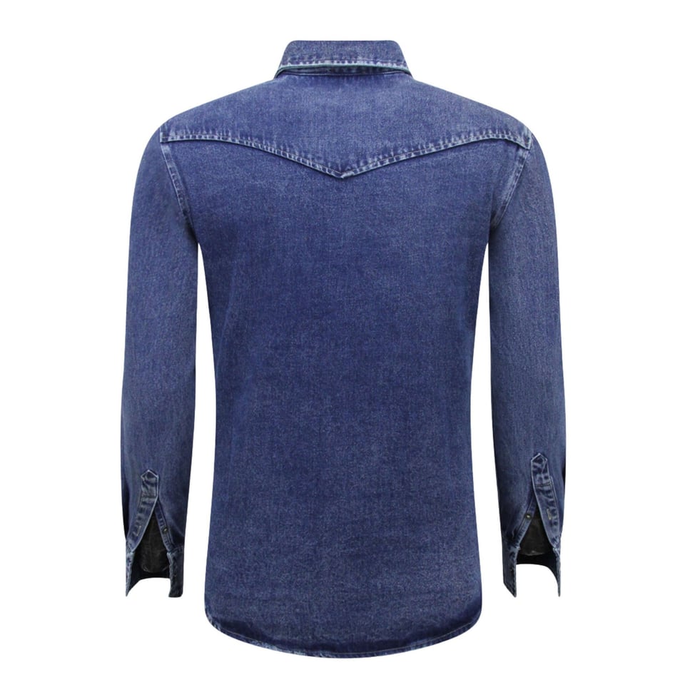 Spijker Blouse Heren - Denim Overhemd - Blauw