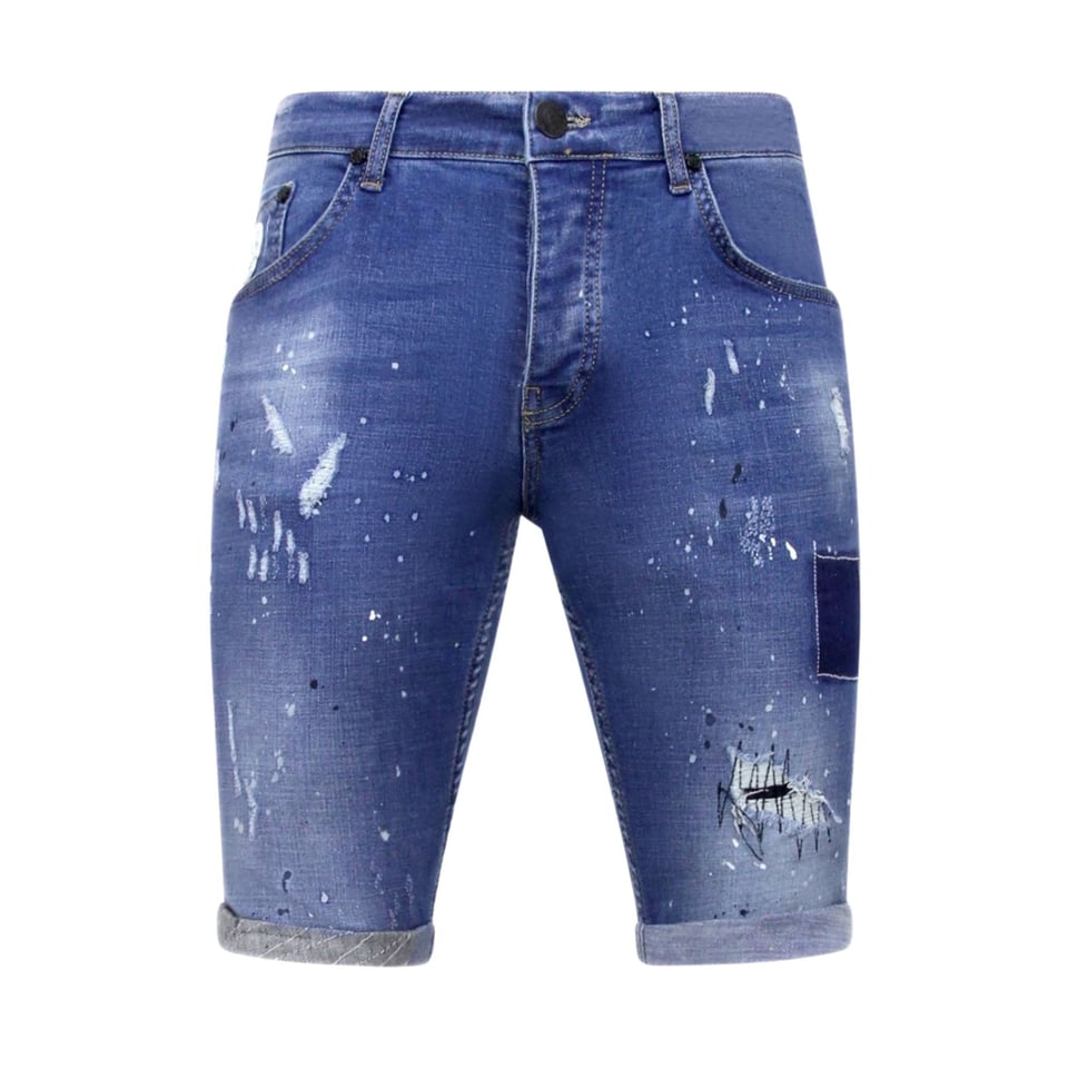 Korte Broek Skinny Met Verfspatten -1031-SH- Blauw