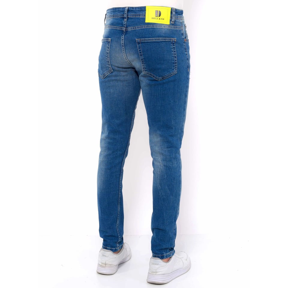 Jeans Heren Slim Fit Met Gaten -DC-036- Blauw