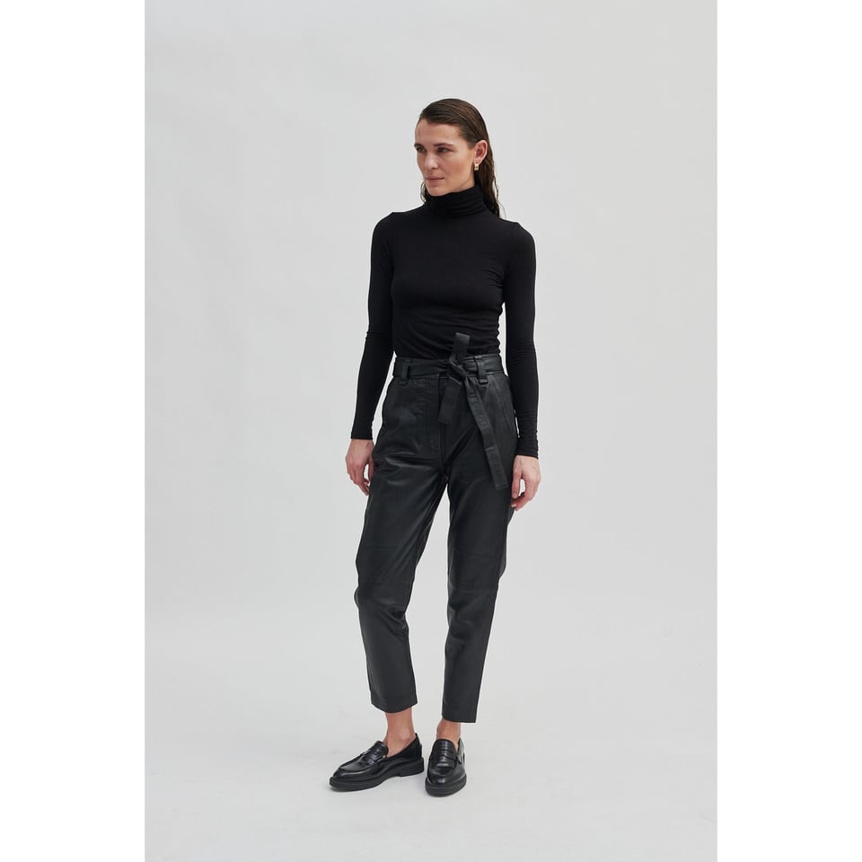 Second Female Indie Leather New Trousers - Black