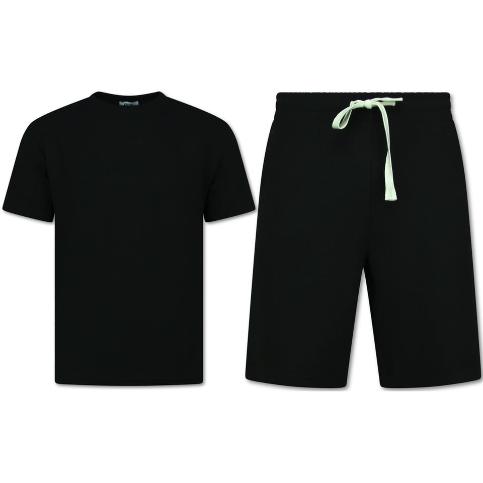 Zomerset Heren - Ribbed Oversized - Two Piece Setje - Twinset - Co Ord Set - F-918 - Zwart