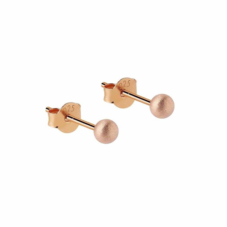 Matte Rose Gold Plated Classic Stud Earrings 3 MM