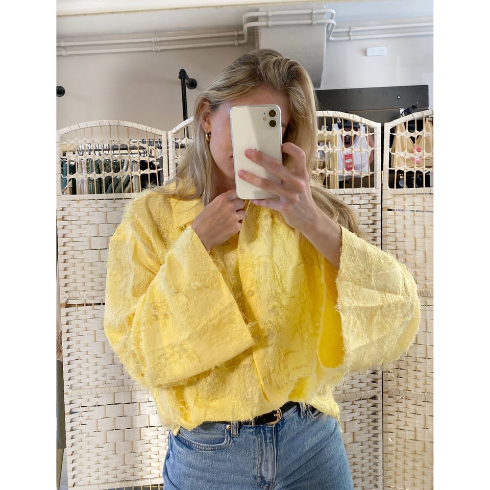 Trendy Fringe Blouse - Soft Yellow