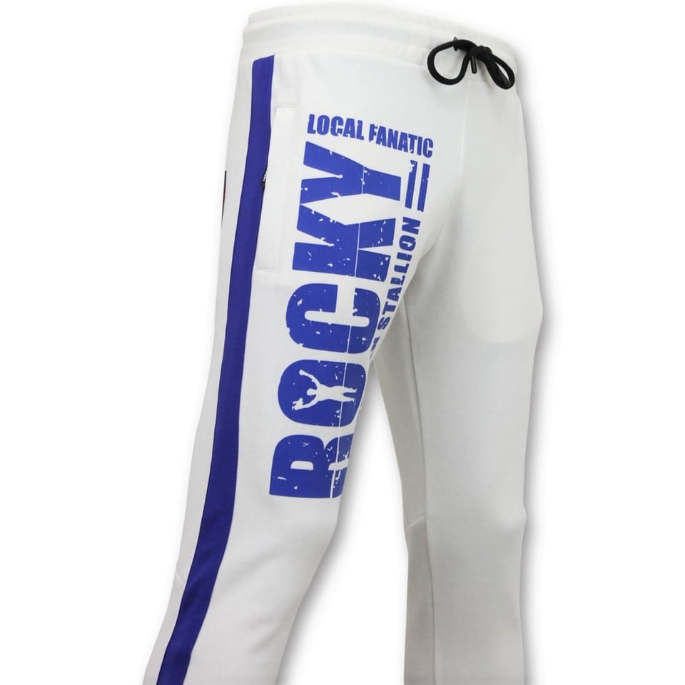 Exclusieve Heren Trainingsbroek - Italian Stallion Rocky Balboa - Wit