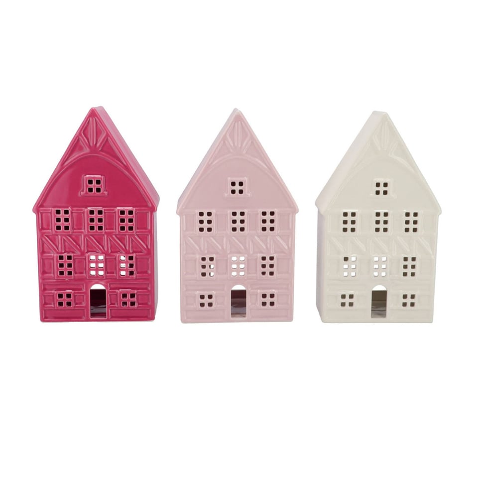 Waxinelicht Huisje Jolie Keramiek 10x19cm 3 Kleuren