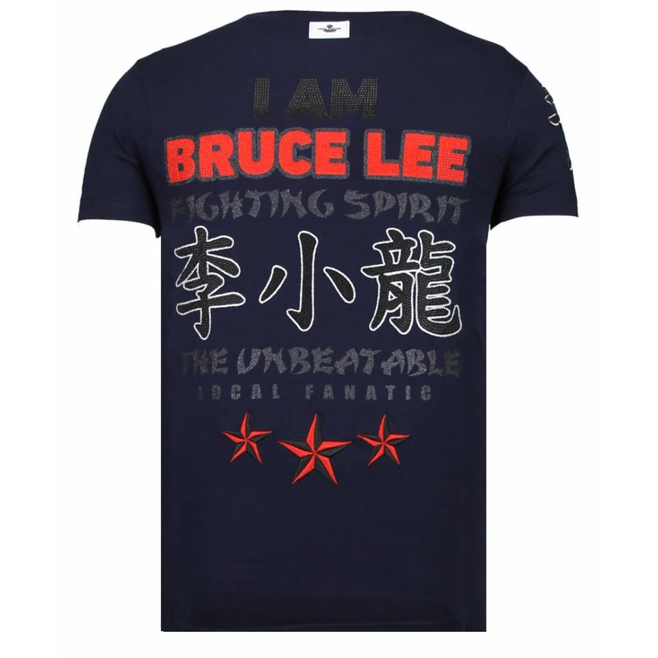 Fighter - Bruce Lee T-Shirt Rhinestones - Navy