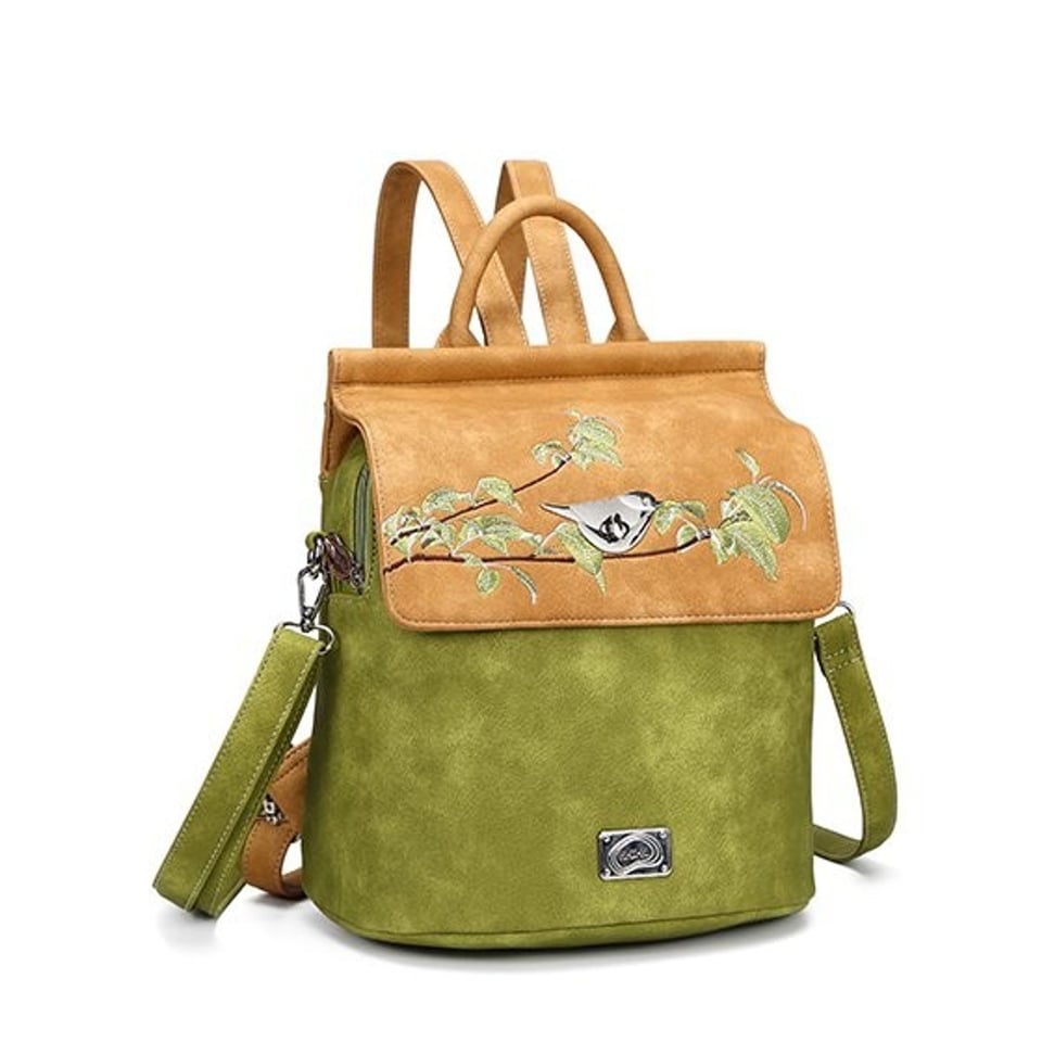 Hi Di Hi Hand- Schouder- Rugtas Maple Cognac Groen