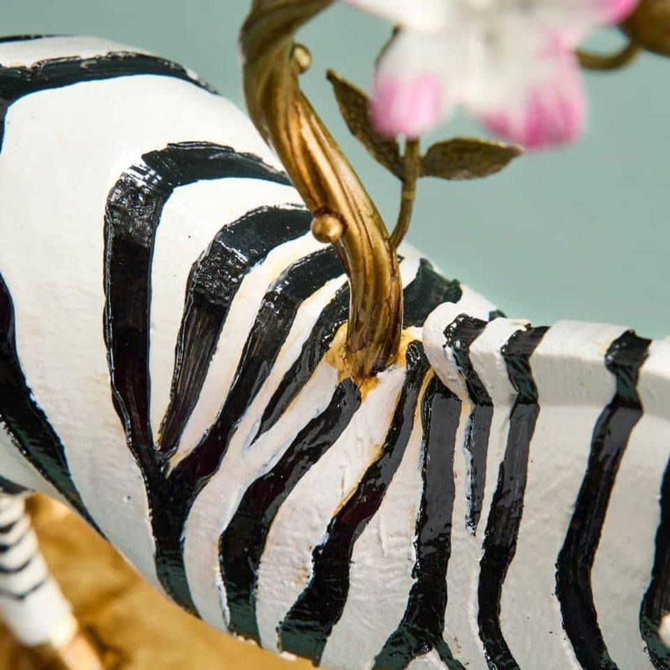 Kandelaar Zebra en Papegaaien Multicolor Metaal 27x45cm 2-Houders