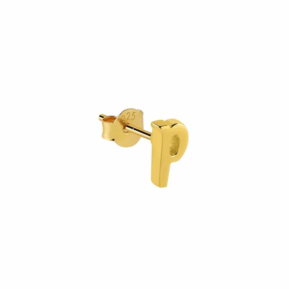 Gold Plated Stud Earring Letter p