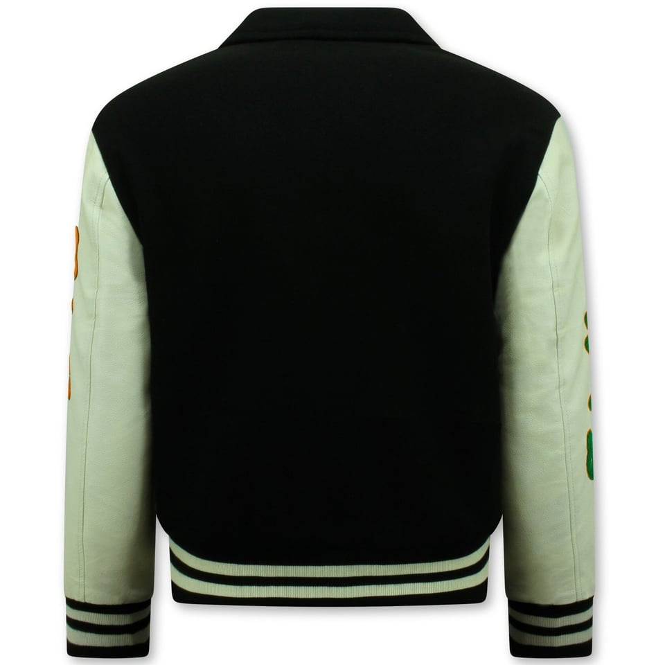 Geborduurde Vintage Varsity Jacket Heren Oversized - 851 - Zwart