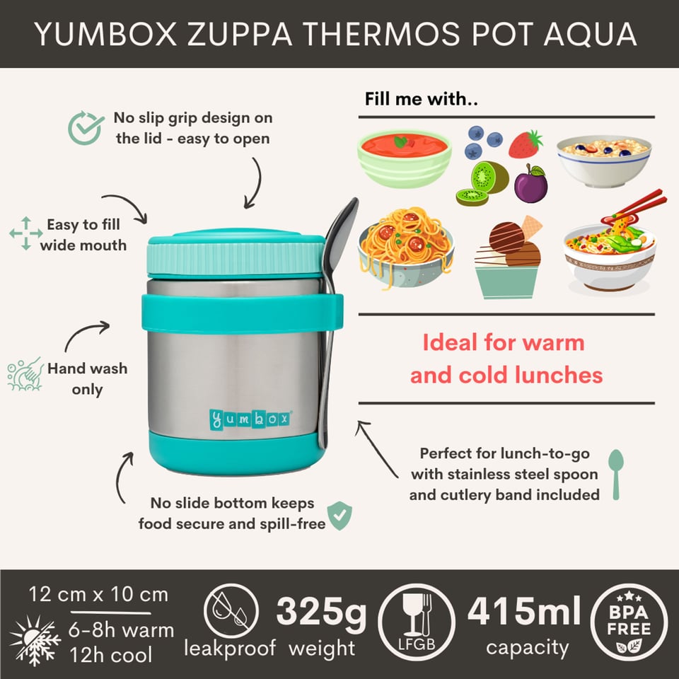 Yumbox Zuppa Caicos Aqua Met Lepel - Aqua