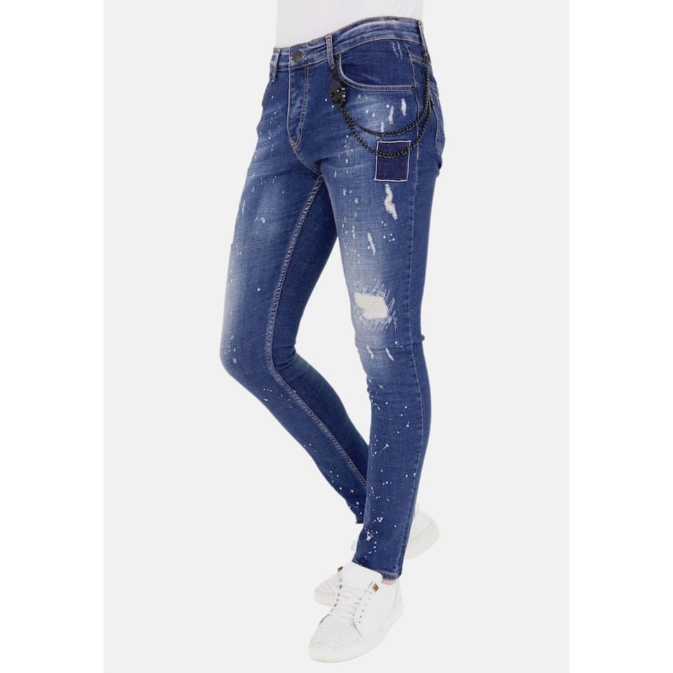 Exclusieve Heren Jeans Met Verfspetters - 1026 - Blauw