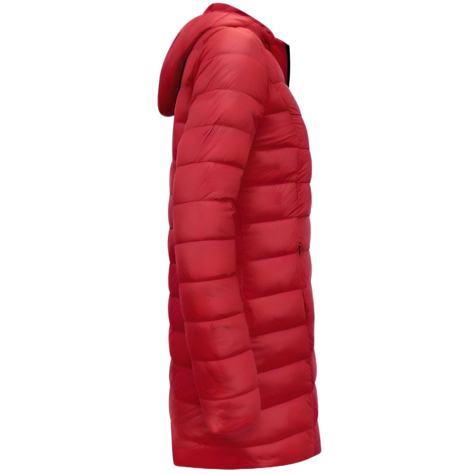 Puffer Jacket Dames Lang Gewatteerd - Slim Fit - Rood