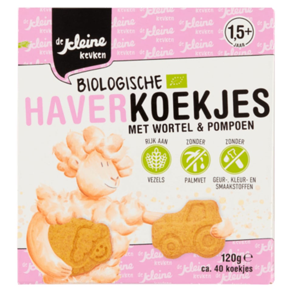 De Kleine Keuken Bio Haverkoekjes Wortel 12+