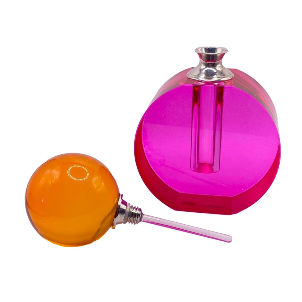 Parfumfles Votief Oranje-Fuchsia Kristal Glas 8x14cm