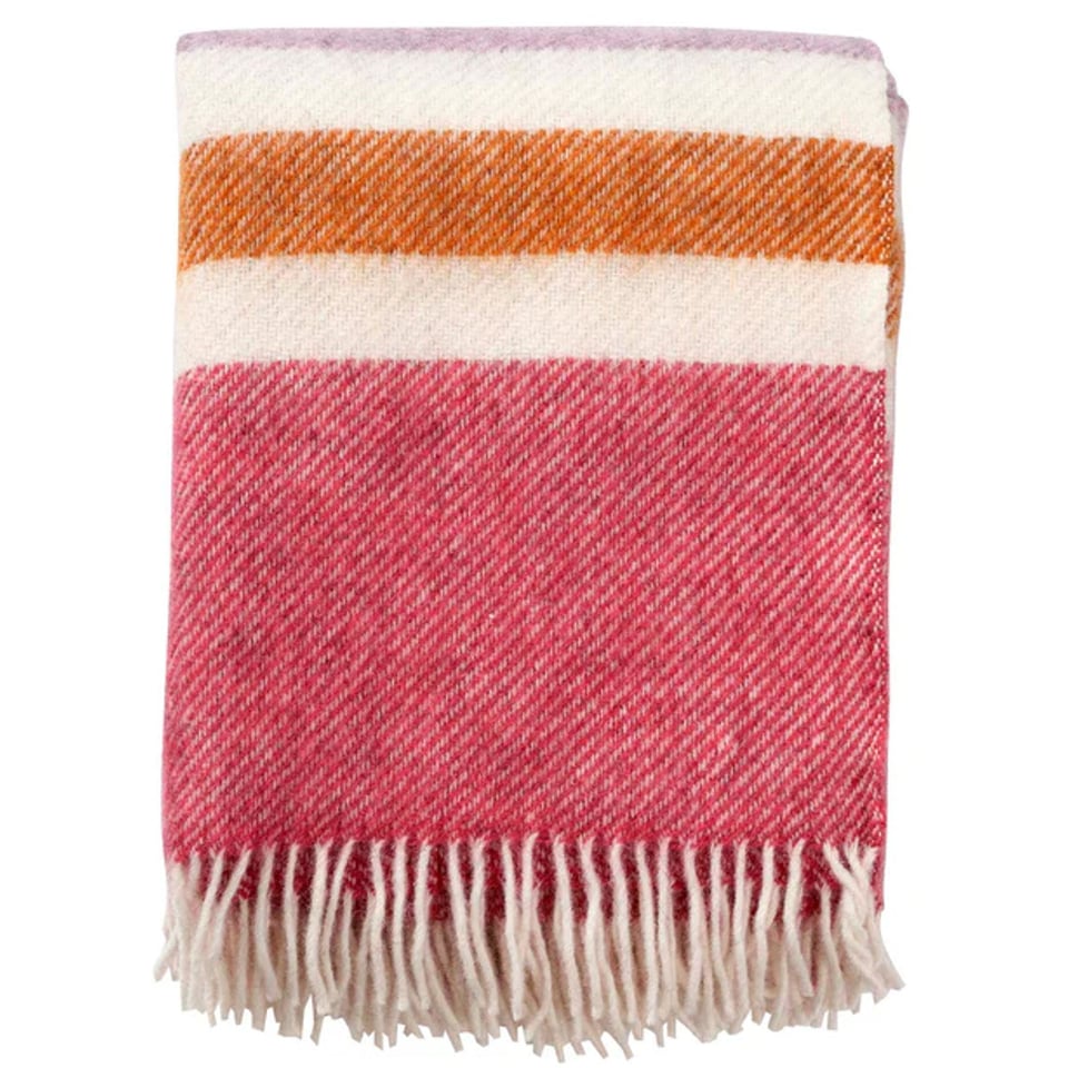 Gotland Stripe Cerise, Wollen Plaid