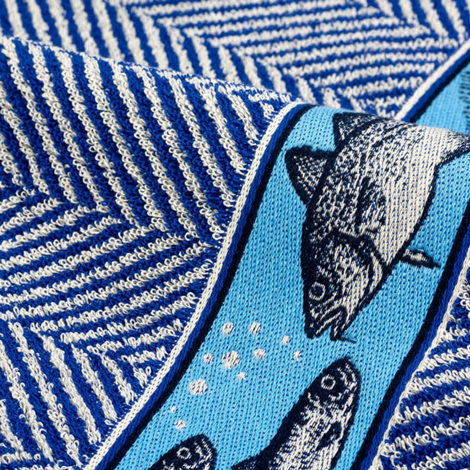 Handdoek Vissen Koninklijk Blauw - Color: Donker Blauw - Size: 53x60cm