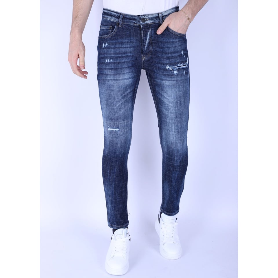 Gescheurde Heren Spijkerbroeken Slim Fit -1100 - Blauw