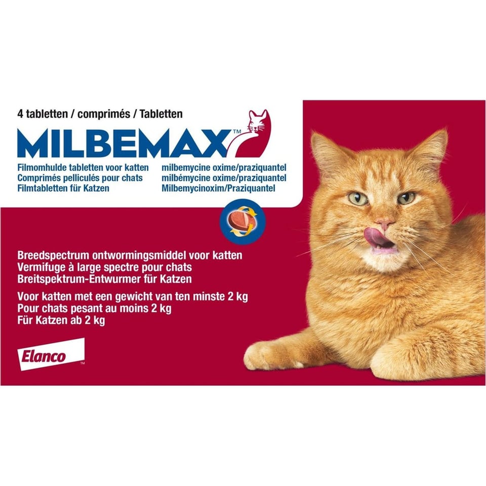Milbemax Volwassen Kat Van 2 Kg Tot 12 Kg - 1 St À 2 X 2 Tabletten
