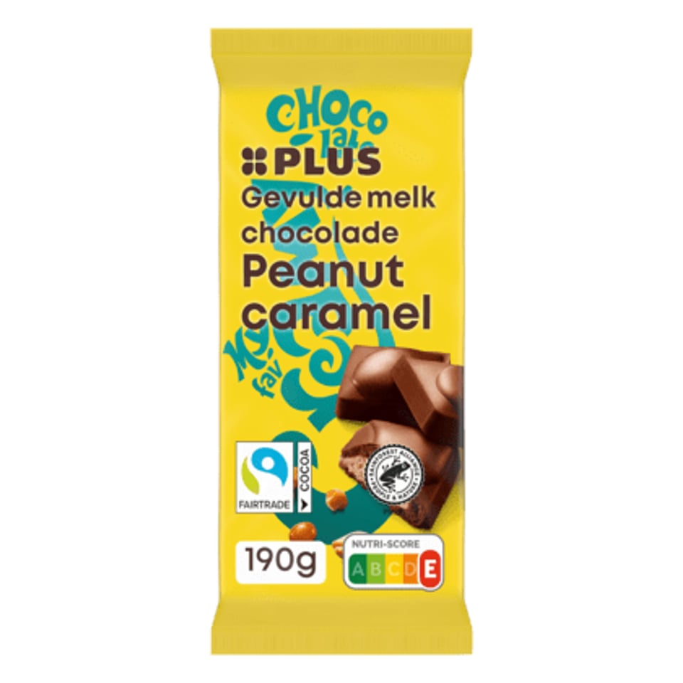 PLUS Gevulde Chocoladereep Pinda Karamel