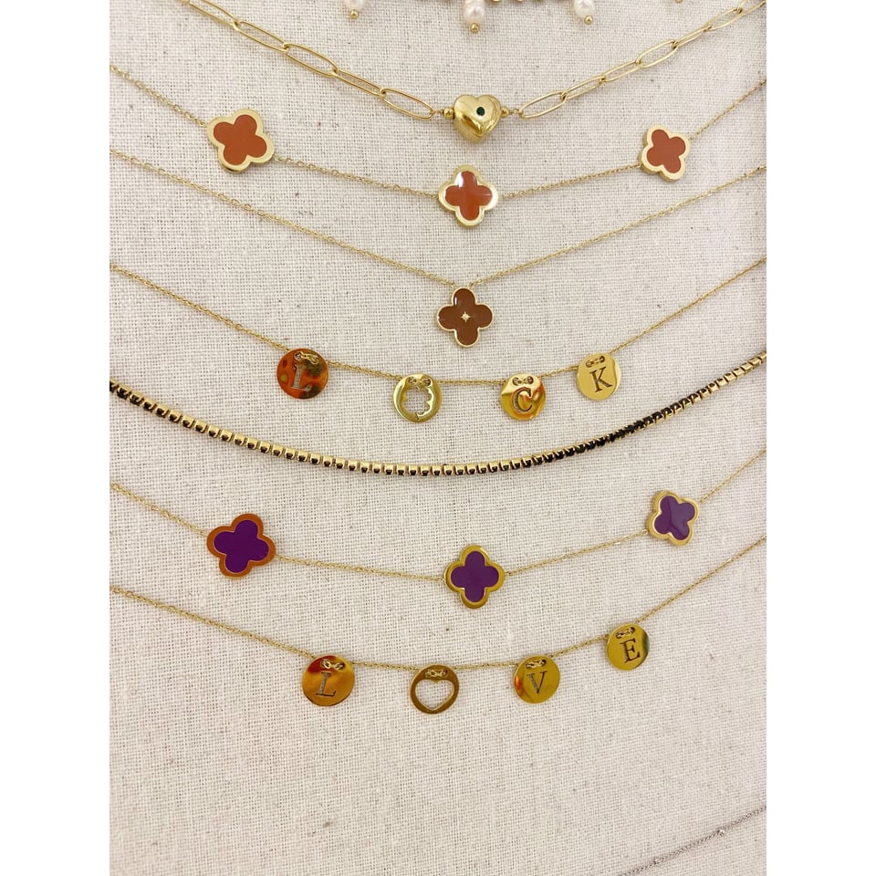 Multicolor Necklace Purple - clover - Onesize