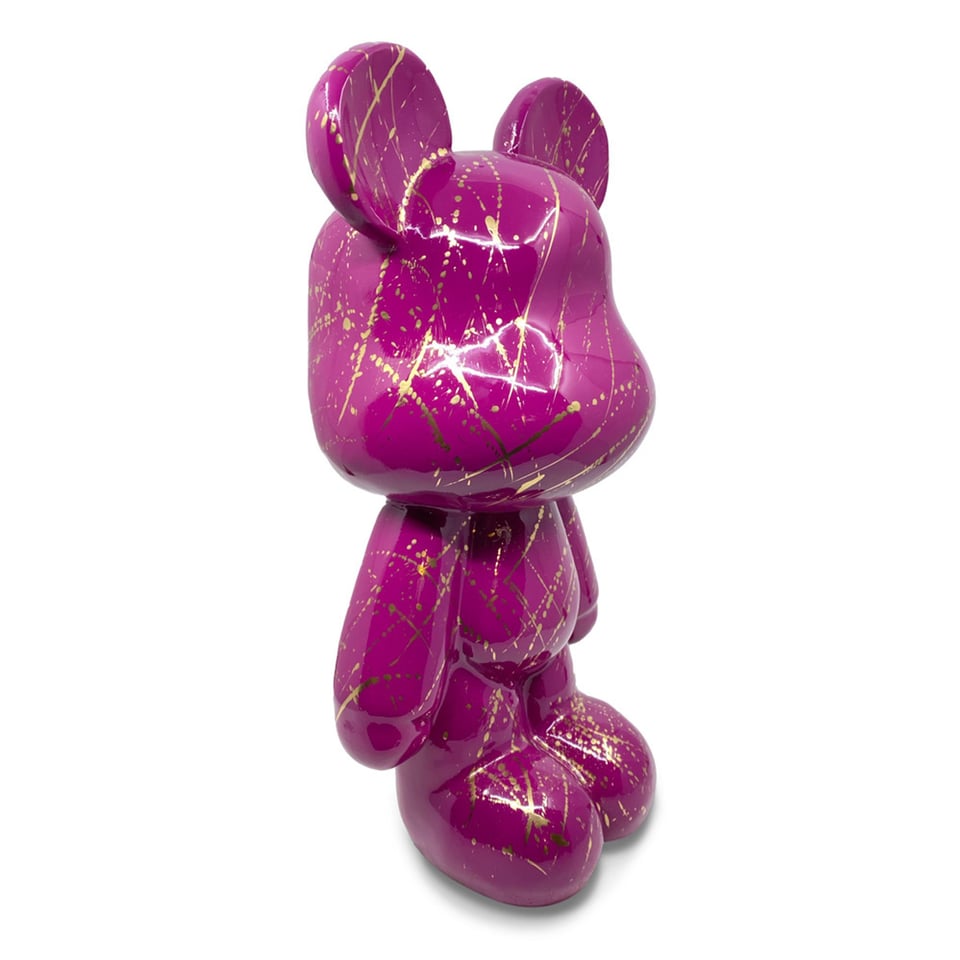 Beeld Design Teddy Beer Splash Fuchsia Goud 26x16x47cm