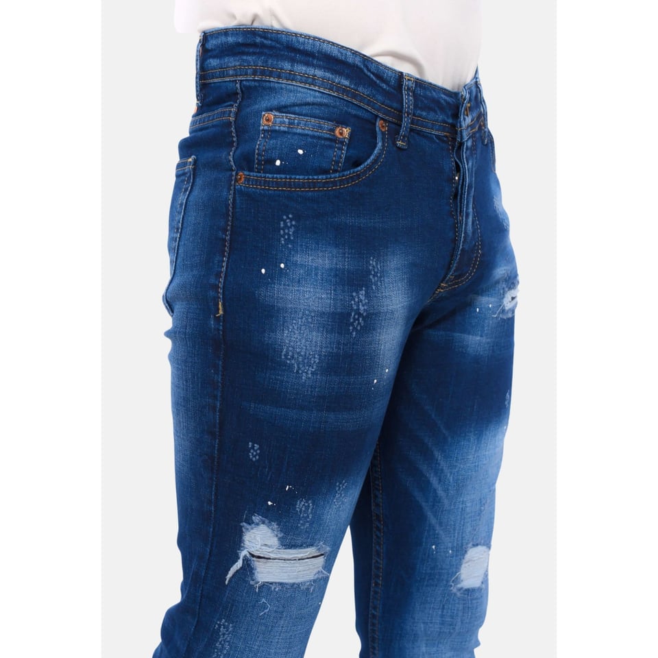 Blauwe Broek Met Gaten Heren Slim Fit -DC-043