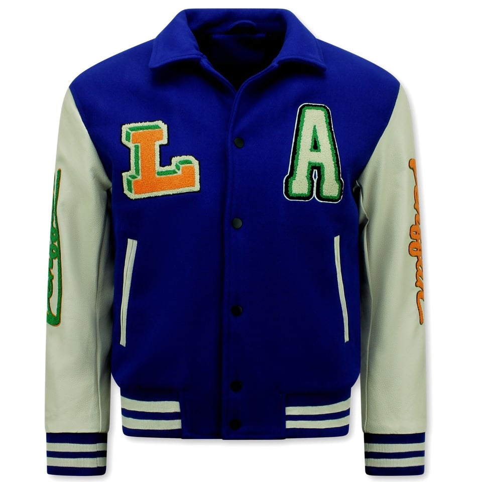 Geborduurde Retro College Jackets Oversized - 851 - Blauw