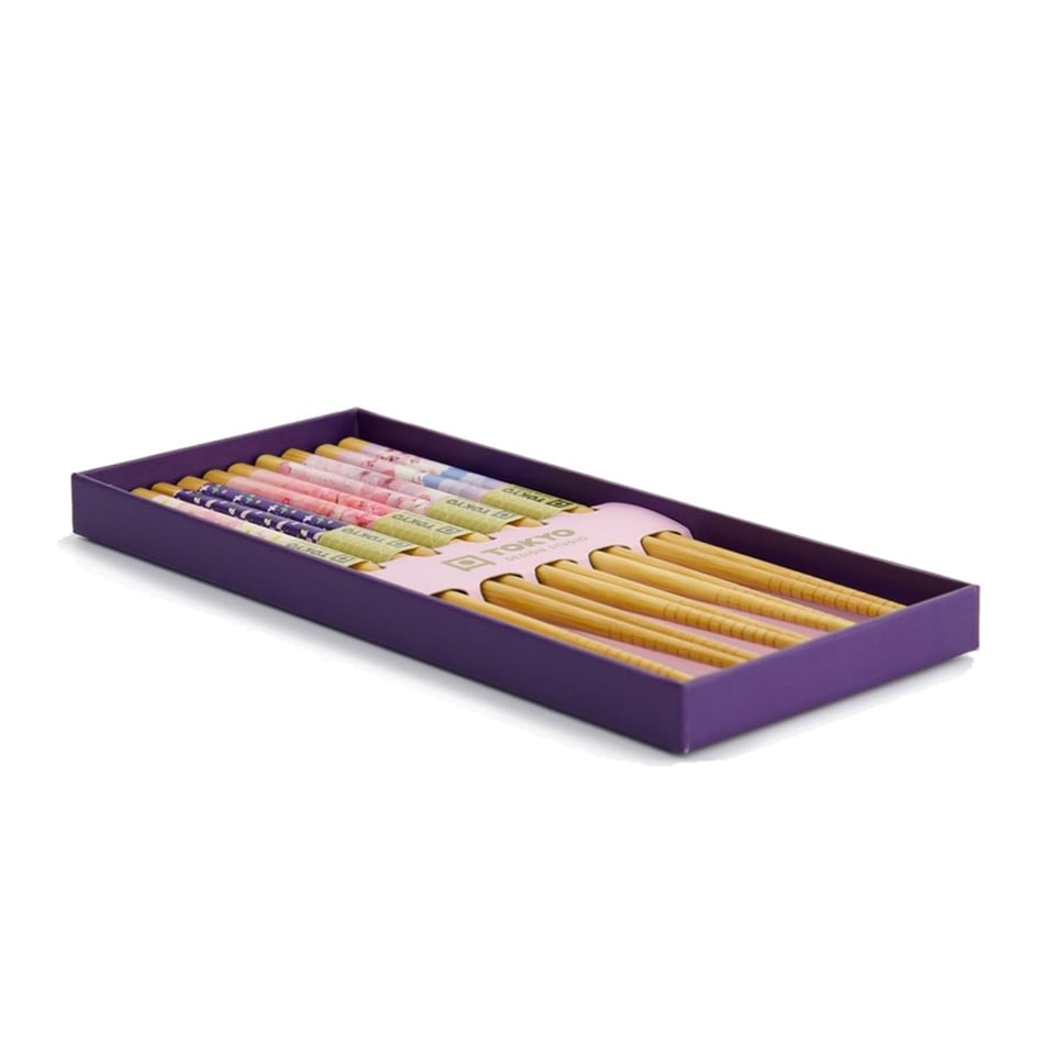 Eetstokjes Sakura Kersenbloesem Roze Set 5 in Cadeau Doos