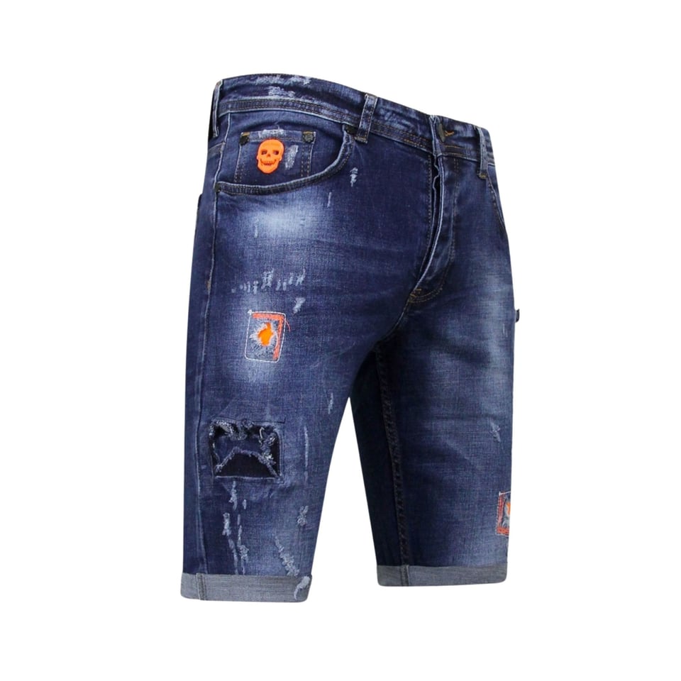 Exclusieve Korte Broek Heren Met Verfspatten - 1016 - Blauw