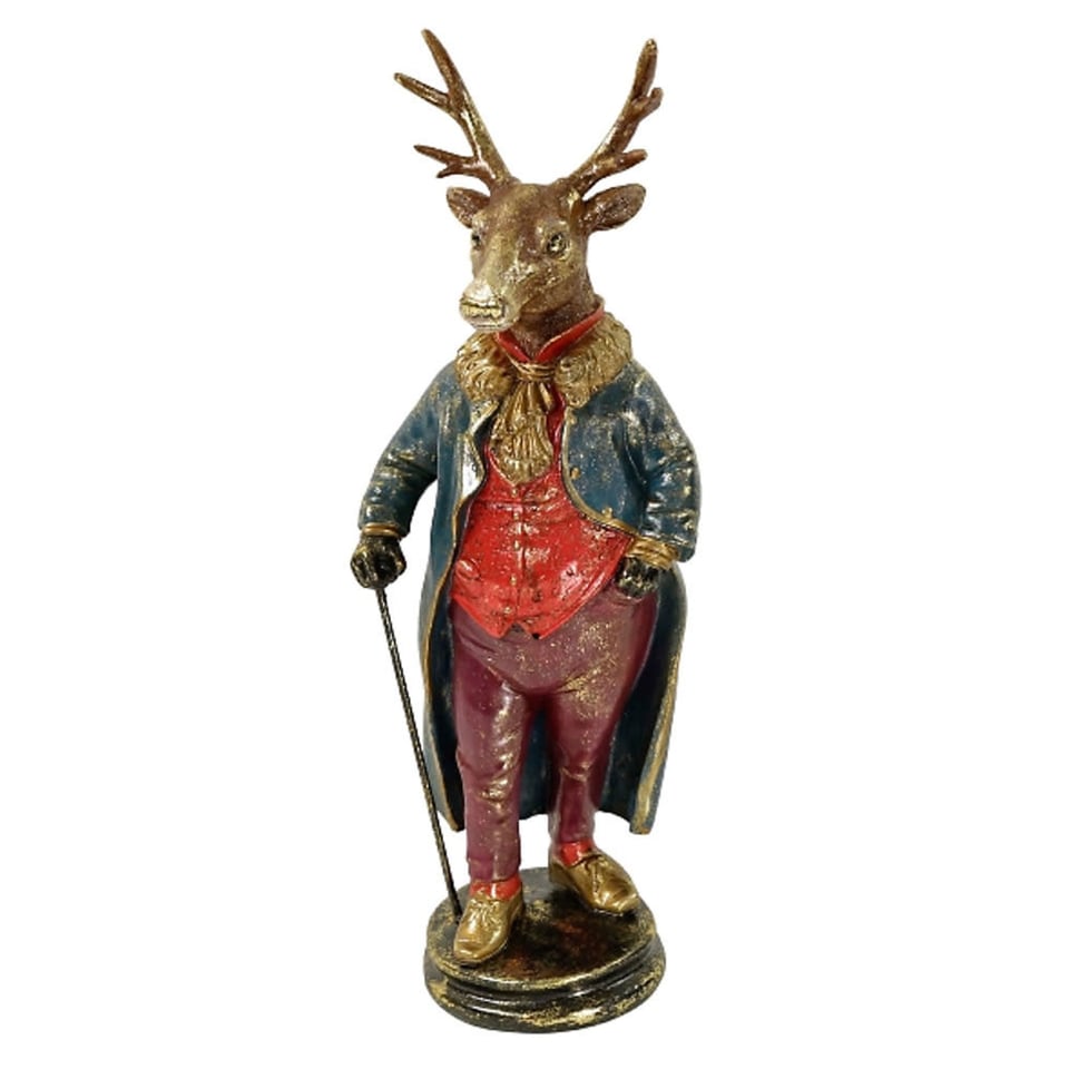Beeld Dandy Hert Met Wandelstok Multicolor 24x65cm